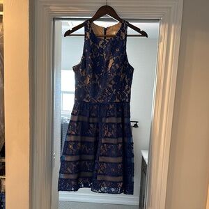Elegant Blue Lace Dress